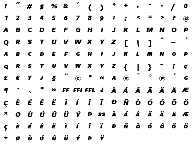 FreightSans BlackItalicSC font glyphpreview