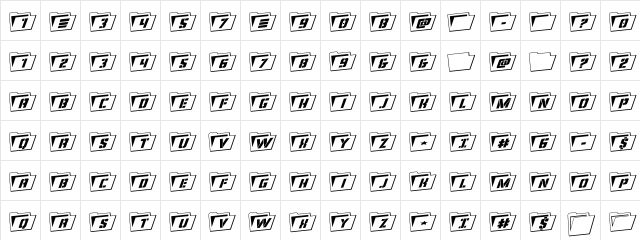 Eyes Only Outline Rotalic Outline Italic font glyphpreview