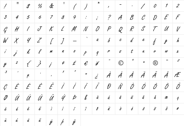 Freestyle Script LT Regular font glyphpreview