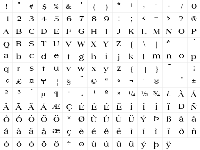 AmericanaT Bold font glyphpreview