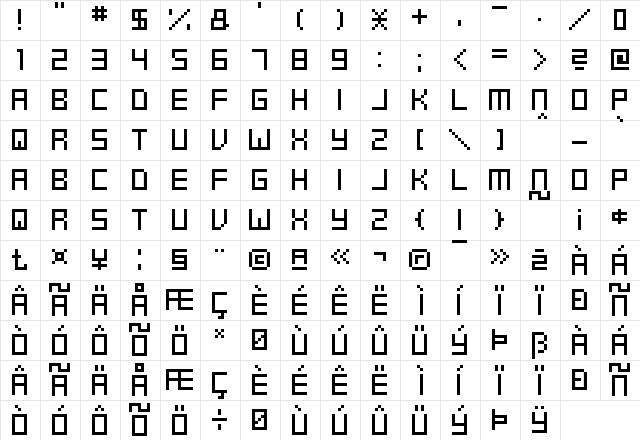 SWF!T_v01 Regular font glyphpreview