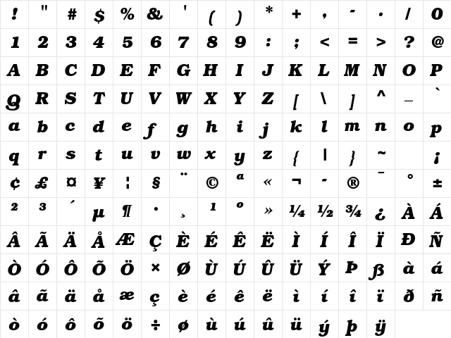 ITC Bookman Std Bold Italic font glyphpreview