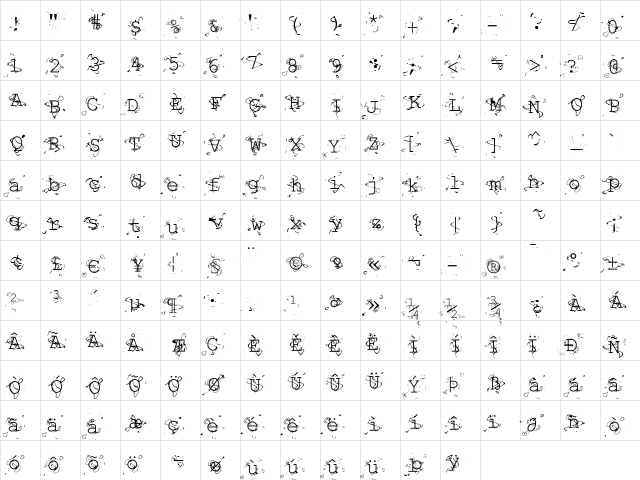 Liquid Newspaper Regular font glyphpreview