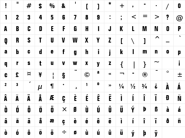 Folio Bold font glyphpreview