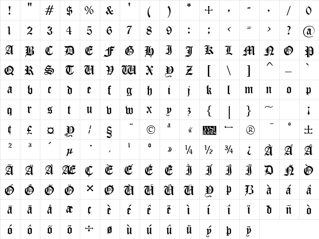 OldEnglish Regular font glyphpreview