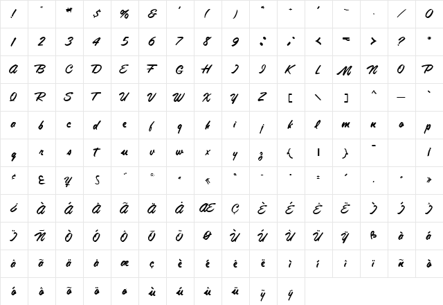 Tamte Semi-Script Regular font glyphpreview