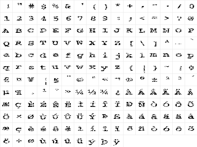 FZ BASIC 54 HOLEY EX Normal font glyphpreview