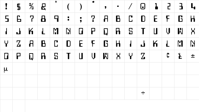 TechnoDisplayCapsSSK Regular font glyphpreview