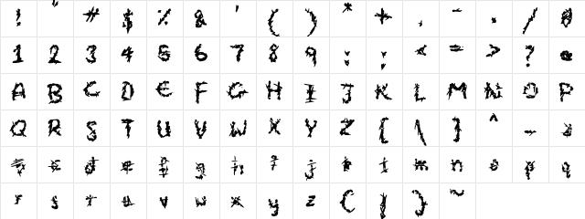 Eroded Strikethrough Lines Regular font glyphpreview