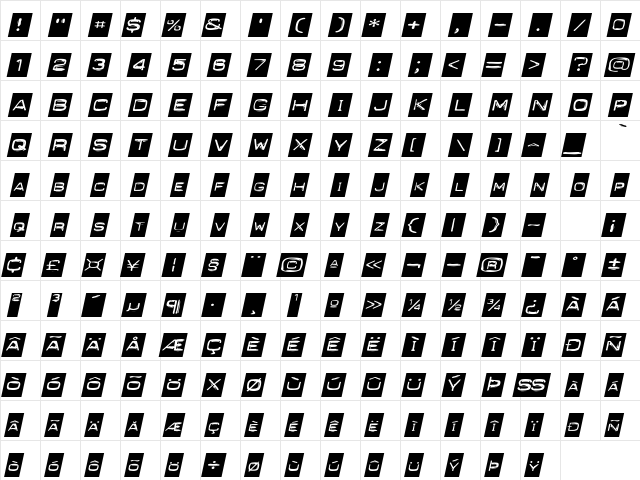 PunchLabelExtended Italic font glyphpreview