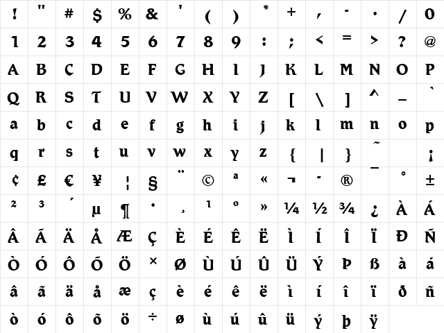 Robinson Bold font glyphpreview