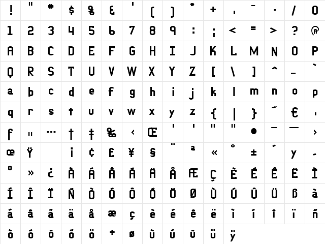 Quadriga Regular font glyphpreview