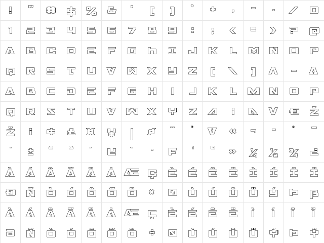 Trans-America Outline Regular font glyphpreview