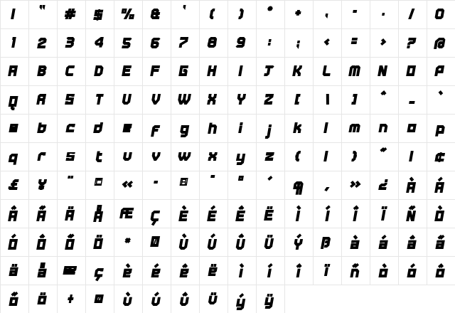 Tremble Ultra font glyphpreview