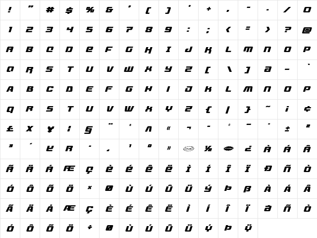 Livewired Italic Italic font glyphpreview