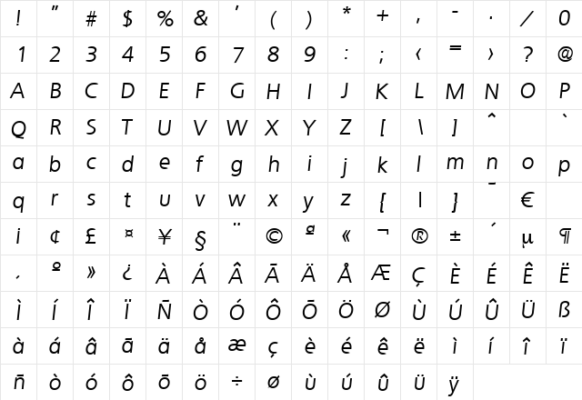 Quebec-RegularIta Regular font glyphpreview