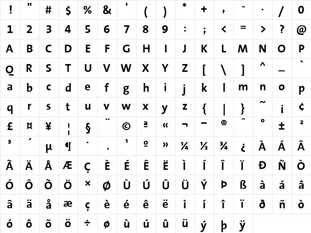 TheSans Bold font glyphpreview