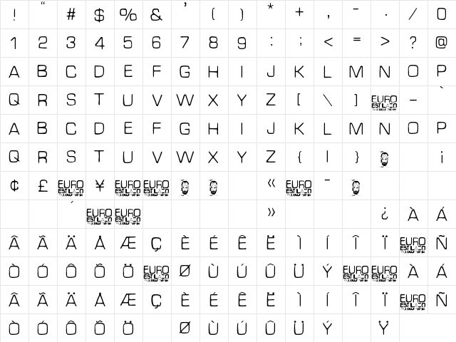 Euro Estilazo Regular font glyphpreview