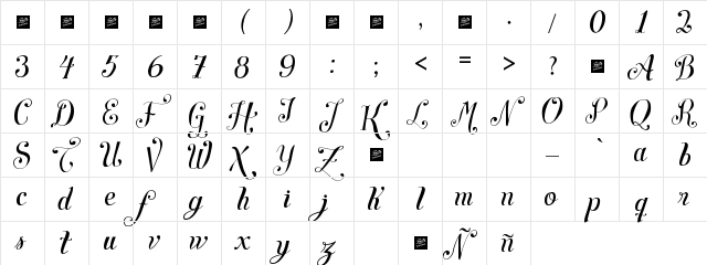 Symphony Script - personal use Regular font glyphpreview