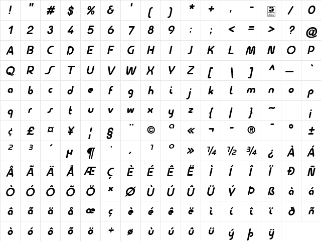 Quesat Demo Bold Italic font glyphpreview