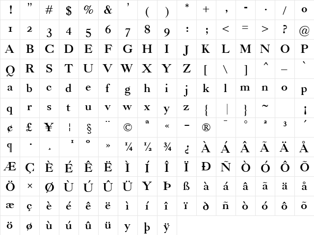 Caslon Classico Bold font glyphpreview