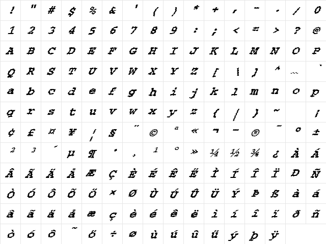 FZ BASIC 54 WAVEY ITALIC Normal font glyphpreview