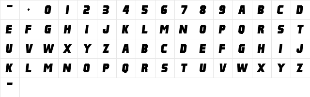 Pulp Fiction M54 Italic font glyphpreview