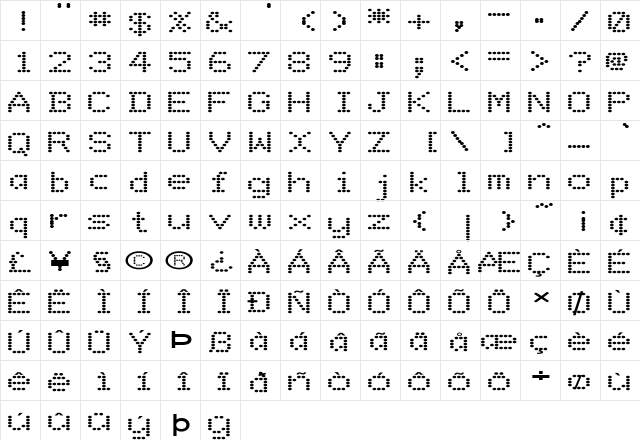FZ DIGITAL 9 EX Normal font glyphpreview
