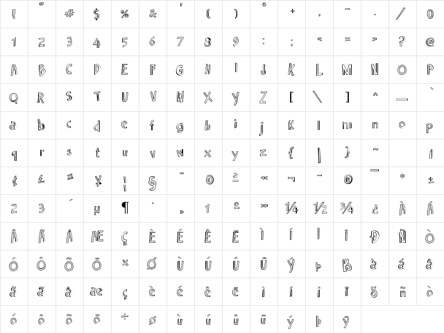 Cartoon 2 Package Regular font glyphpreview