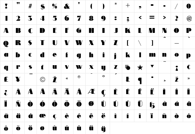 Modernique Regular font glyphpreview