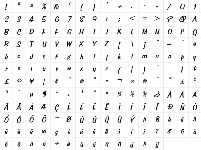 Stimpson HeavyOblique font glyphpreview