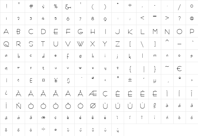 Euterpe Regular font glyphpreview