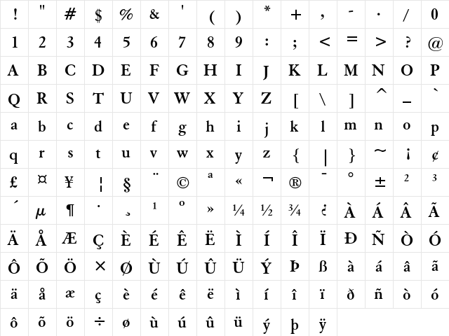 Elegant Garamond Bold font glyphpreview