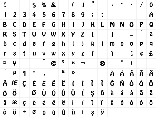 TR Queen Regular font glyphpreview