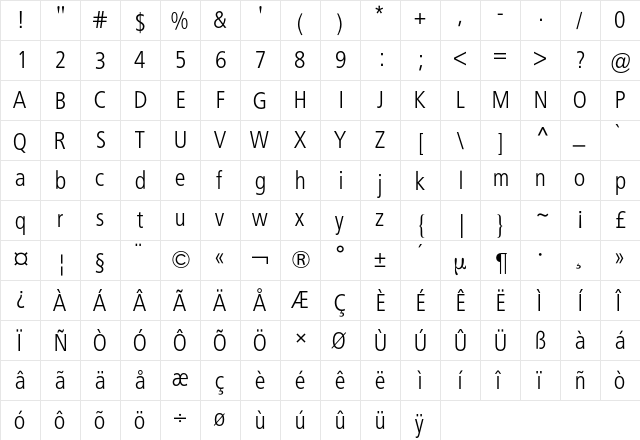 Frutiger BQ Regular font glyphpreview