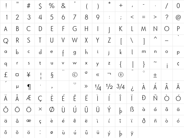 Le Havre Light Light font glyphpreview