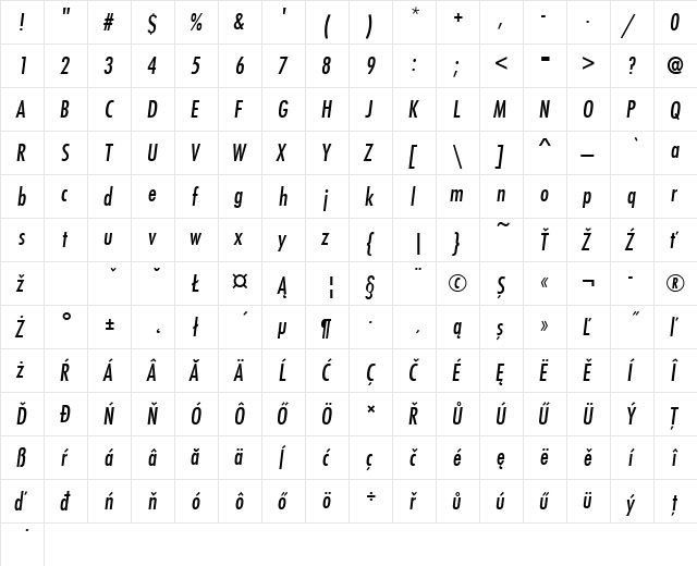 FuturaTEEMedCon Italic font glyphpreview