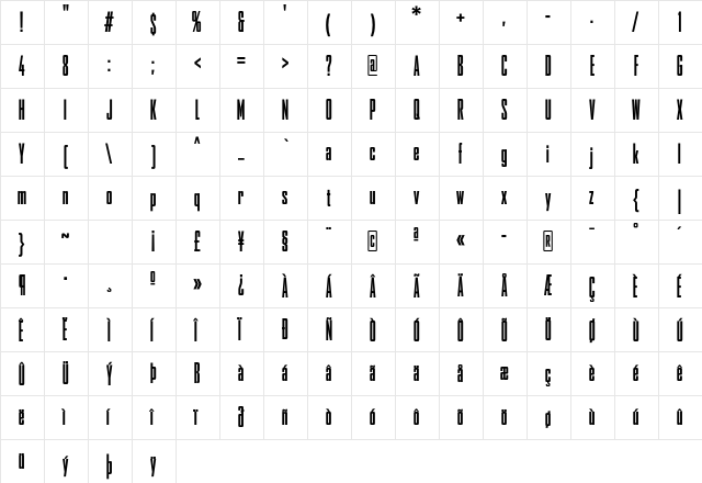 AgencyFB Bold Comp Regular font glyphpreview