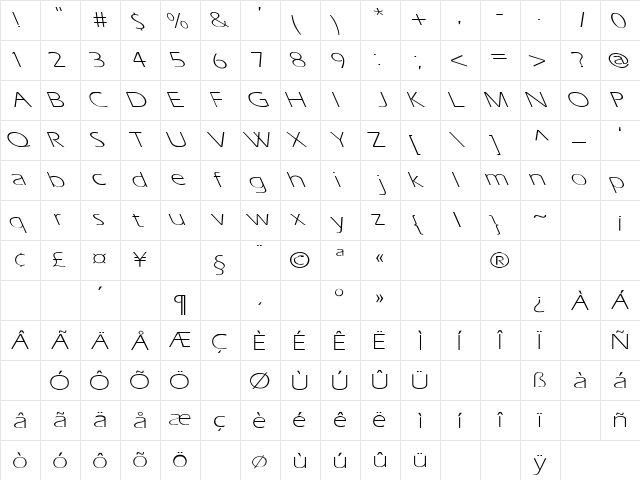 Eras-Light-Light Lefty Wide Regular font glyphpreview