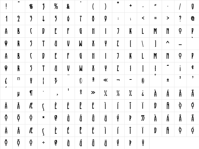 XAyax Regular font glyphpreview