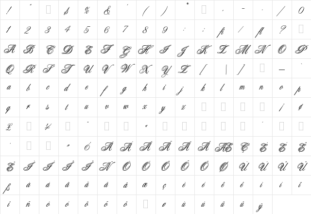 Aristocrat Plain font glyphpreview