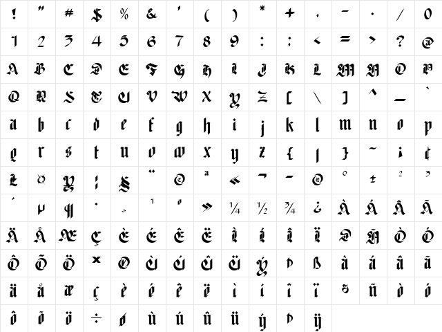 Redro tall Regular font glyphpreview