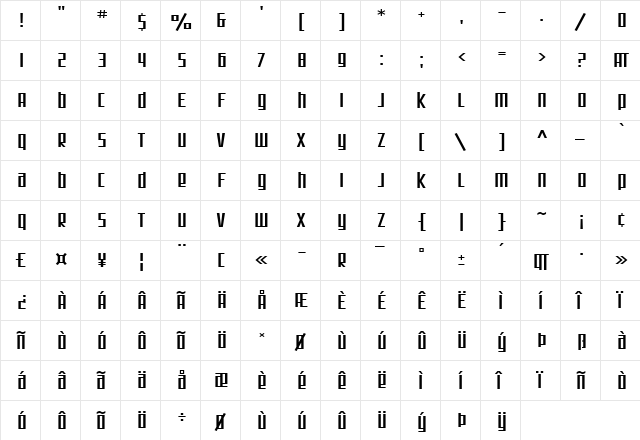 SF Square Root Extended Regular font glyphpreview