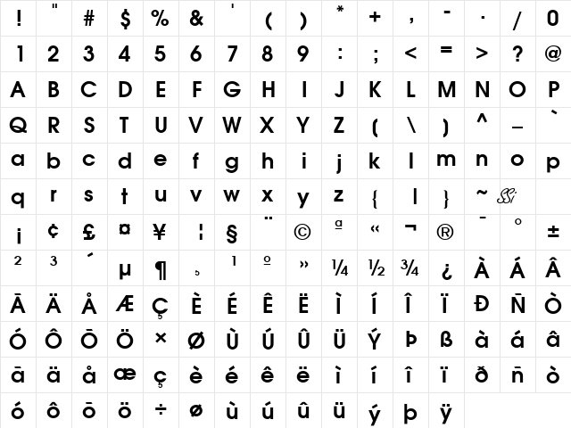 Trendex SSi Semi Bold font glyphpreview