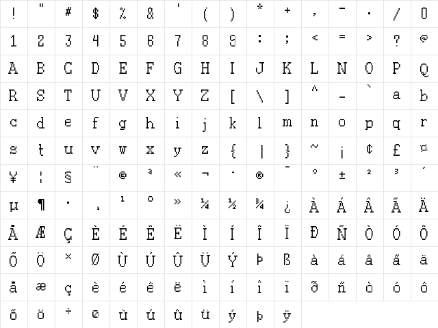 untilted Regular font glyphpreview