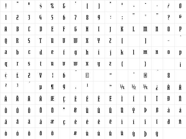 SenatorDemi Regular font glyphpreview