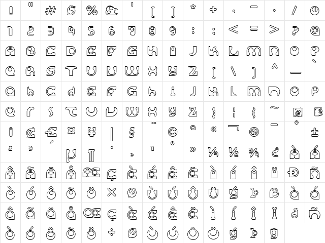 Solange seethrough Regular font glyphpreview