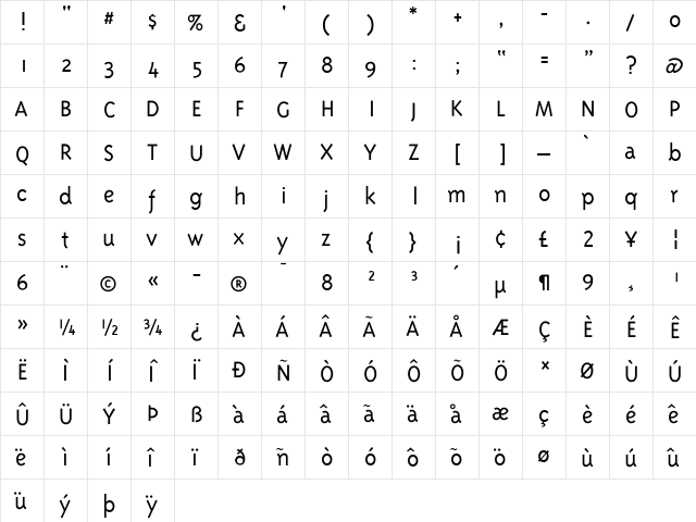 TriplexLight Regular font glyphpreview