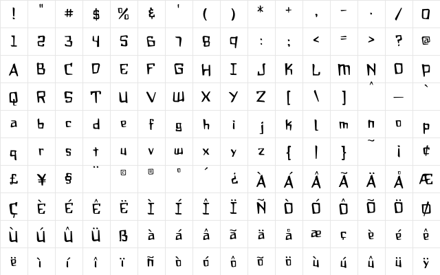 Frathouse Regular font glyphpreview