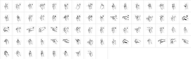 AmerSignAlpha Regular font glyphpreview